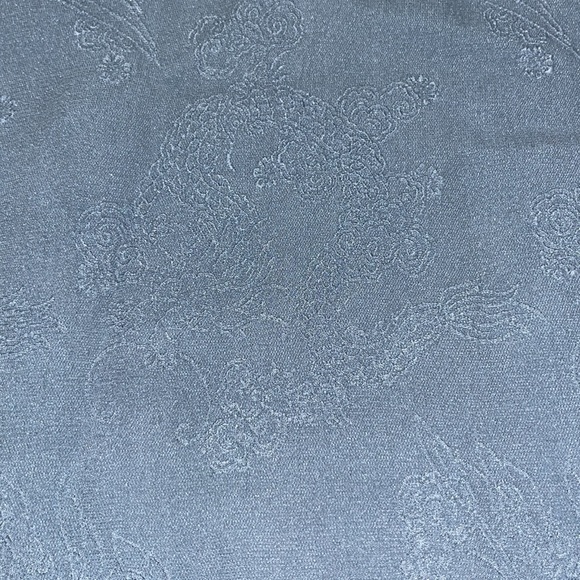 CITRON Silk Asian Floral Jacquard Wide Leg High Waist Crop Palazzo Pant Blue S - Picture 9 of 10